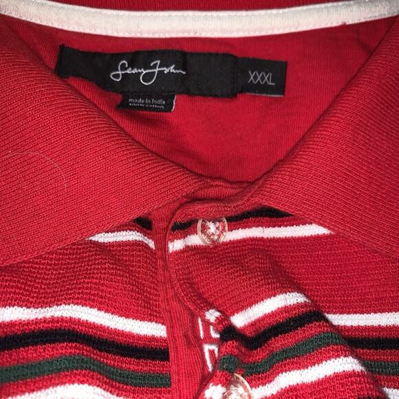 Sean John Men’s Sz XXL Polo Shirt Red Striped - Picture 13 of 13